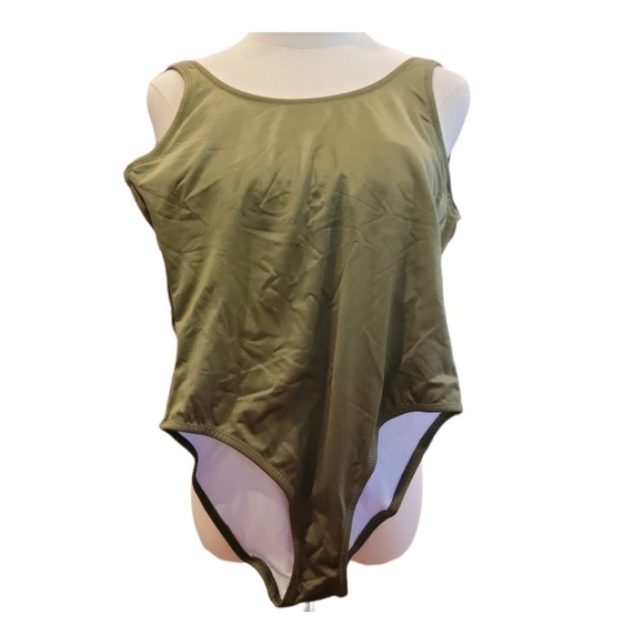 NWT VS PINK Gym to Swim Scoop Neck One-Piece Small Green - Picture 3 of 4